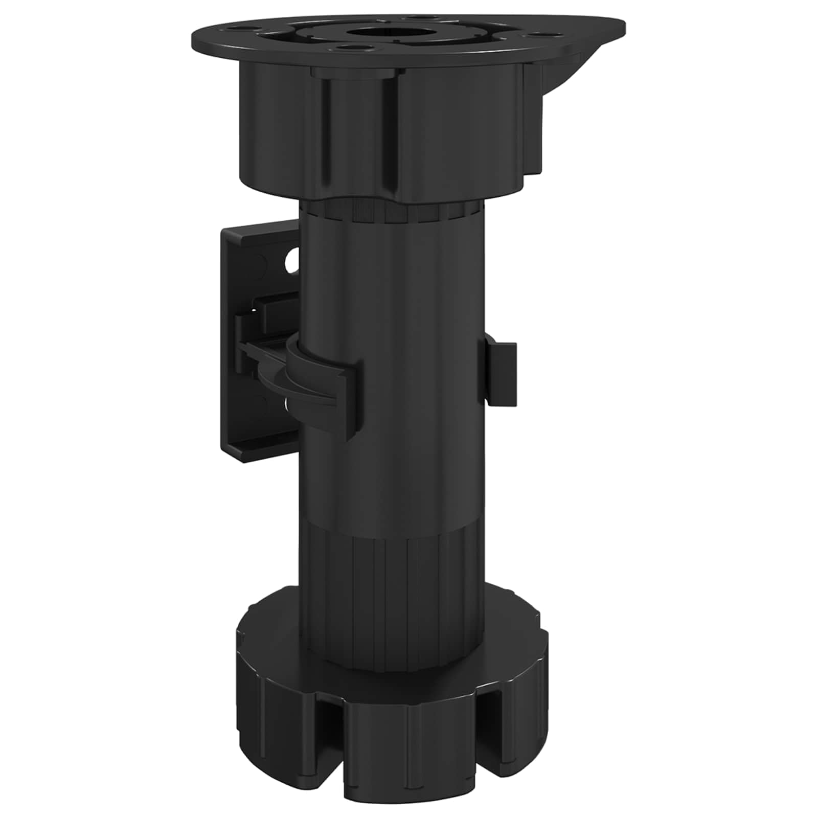 Nogi meblowe regulowane, 12 sztuk, czarne, 46 x 46 x 128 mm, PP z metalowym wspornikiem, trwałe i z regulacją wysokości 98-128 mm, idealne do elementów szafy, wsporników regałowych, montaż w
