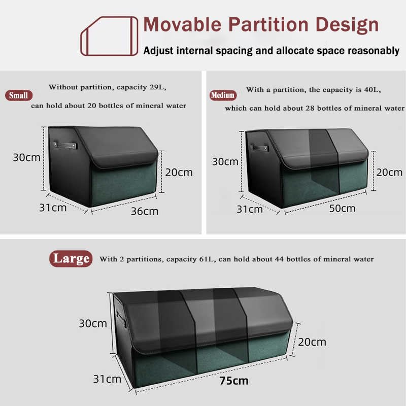 Organiseur Coffre Voiture Housse Pliable Pour Rolls Royce Ghost Phantom Cullinan Spofec Dawn Wraith Etanche Boîte Rangement Voyage Sac Rangement Accessoires Interieur,M-Brown Style