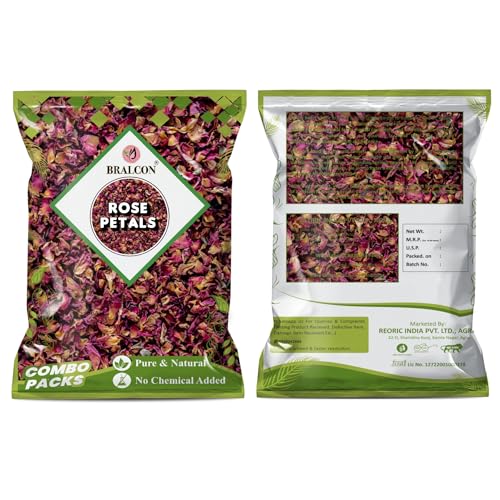 Image of BRALCON Rose Petals 100 gm | 100% Pure & Natural Sun Dried Rose Flowers Petal (Gulab Patti) | Edible for Herbal Tea /Hair & Skin Care /Toppings for Indian Sweets /Boost Immunity