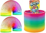 JA-RU Big Magic Rainbow Color Spring Pack (2 Units) Original Plastic Spring Fidget Toy | Kids CoilToy for Girls & Boys | Colorful Neon Color Sensory Vintage Toys 1702-2A