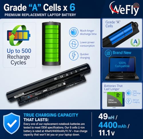 Image of MR90Y Battery for Dell Inspiron 17 5000 Series 15 3521 3543 3421 3542 3537 5721 5537 i3531 17-3721 17-5748 17-5749 15-3878 m531r-5535 m731r-5735 Latitude14 3000 3540 Series XCMRD P40F (3521)