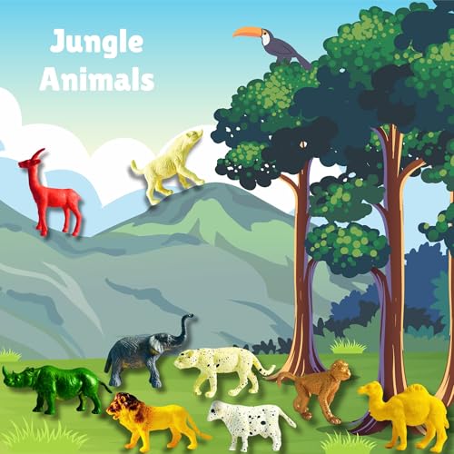 Image of Realistic Forest Animals Action Figures Toys Playset|12PCS Mini Farm & Wildlife Jungle Animal Figurine Set for Kids Boys and Girls Educational|Learning Items Toyset Birthday Gifts for Children