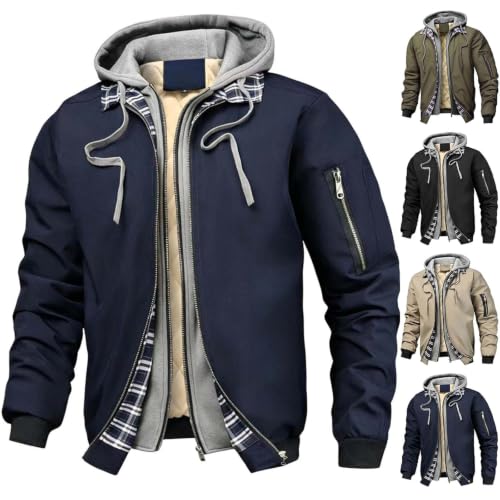 Carydety Mens Jacket windbreaker Jackets Fall Winter Bomber Hooded Jacket - image 1