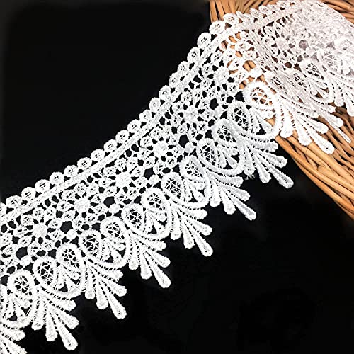 image for FQTANJU 5 Yard Floral Lace Edge Trim 9cm Wide Ribbon Edging Trimmings 