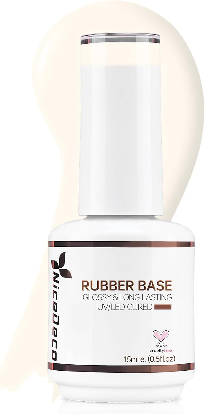 Nicedeco Rubber Base Gel Pink 15 ml LED UV Cruelty Free, Vegan Rubber Gel Soak Off Nail Art Manicure 05