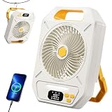 ALLENERGY Camping Fans, Rechargeable Portable Fan with 100 Adjustable Speeds, Ultra-Slim Strong Airflow Desk Fan with Foldable Stand for Camping Tent, RV Travel, Fishing, Bedroom, Outdoor - White