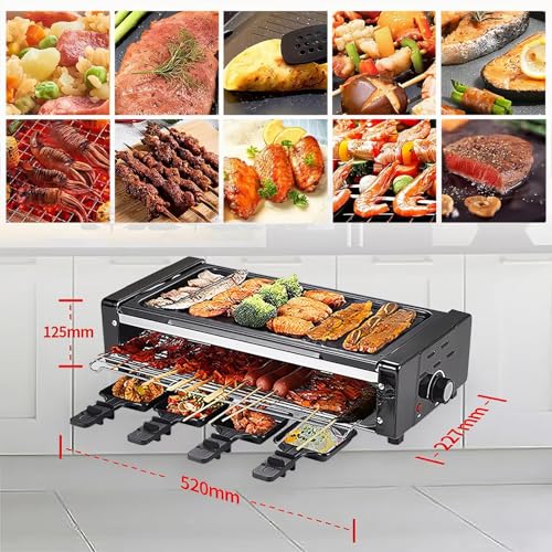 Grill, Electric Table Grill,for Grilling, Baking, Stainless Steel,with Natural Grill Stone and Grill Plate, with Non-Stick Grill Plate and 8 Pans, Electric Grill - Image 2