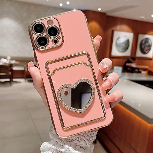 Coque Love Heart miroir strass haut de gamme en silicone rose pour iPhone 12 Pro Max