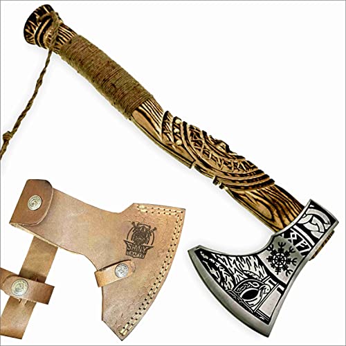 SHINY-CRAFTS-Viking-AxeHatchetThrowing-AxesHand-AxeGifts-for-himWood-Working-ToolViking-Gifts-for-MenCamping-HatchetTomahawkBearded-Axe