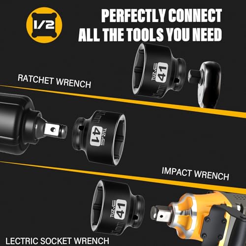 Image of 1 /2 Inch Drive 41mm Shalllow Metric 6 Point CR-MO Impact Socket | Radius Corner Design,Square Chamfered Opening,Axle Nut Impact Grade Socket for Easy Removal