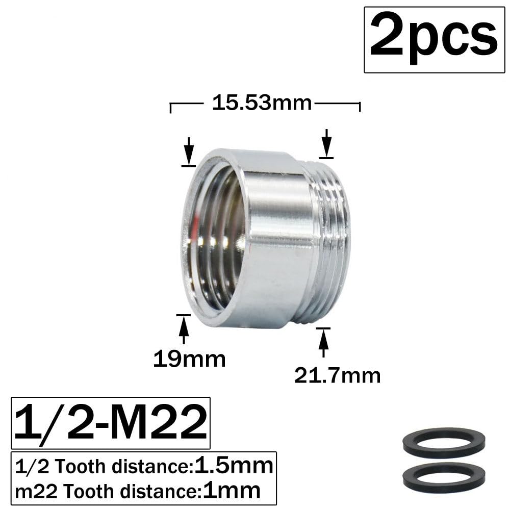 Piezas de latón Plateado 1/2 x M16 M18 M24 M28 Conector roscado Macho Hembra para Grifo, reparación de grifos de jardín, 1/2 a M18
