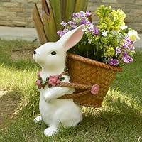 花形ウォールプランター※壁掛けプランター※リメ鉢※プラ鉢※デコパージュうさぎ＆ デコパージュꔛꕤ ガーデン雑貨♡壁掛けリメ鉢♡うさぎ♡花