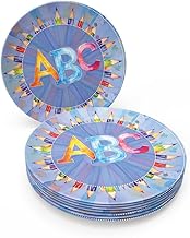 Party Factory Pappteller Back to School, 23 cm, 8 Stück, Bunt, ABC, Einweg Teller als Deko für Einschulung und Schulanfang, Papierteller Tischdeko