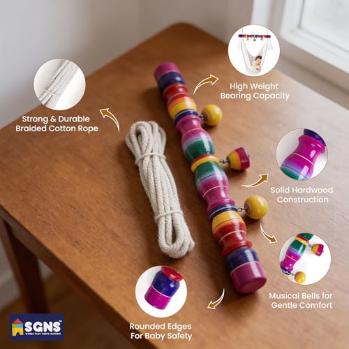 Image of SGNS Traditional Wooden Thottil Kambu (Multicolour)