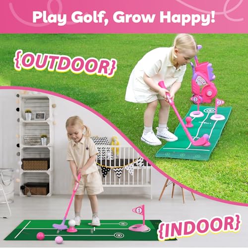 Image of Liberry Toddler Golf Clubs Set Toy for Girls Boys 1 2 3 4 Years Old, Pink
