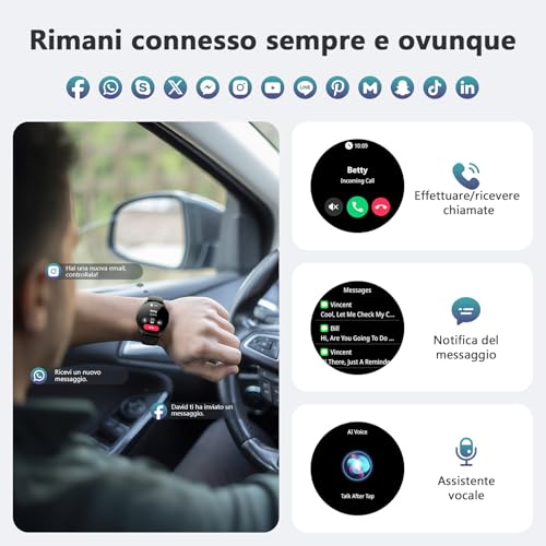Blackview Smartwatch Donna Uomo, Orologio Smartwatch Uomo Fitness con Chiamate Bluetooth con 1.43' HD AMOLED/112+ Sportive/SpO2/Monitoraggio del Sonno/Cardiofrequenzimetro per Android IOS - Immagine 2