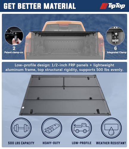 Image of TIPTOP Low Profile Hard Folding Truck Bed Tonneau Cover Fits 2022-2026 Ford Maverick 4.5ft Bed (54.4 inch) |TLX3|