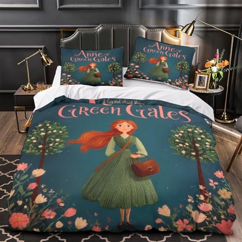 Housse de couette Anne aux pignons verts 140x200抗皱易打理微纤维单人床品三件套 - 2