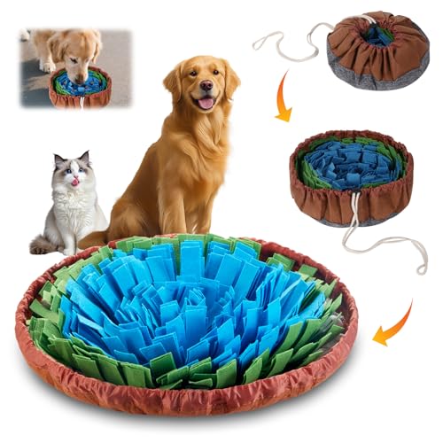 Daxguard Snuffle Mat for Dogs - Boredom Relief Dog Lick Mat, Dog Educational Toys, Portable for Indoor & Outdoor Use, Encourages Natural Foraging Skills for Cats, Rabbits & Dogs(Brown Green