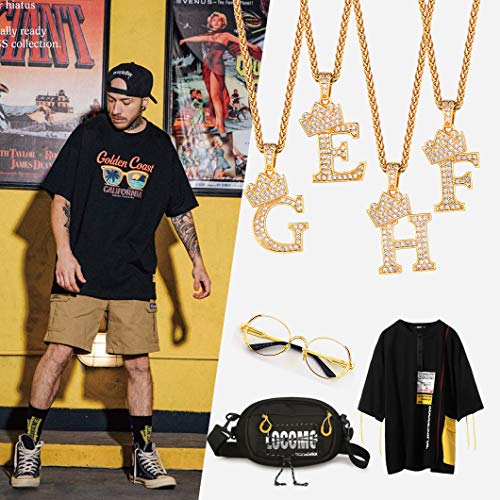 Richsteel Simulated Diamond Cubic Zirconia E Letter Pendant Necklace Men Women 18K Gold Plated Hip Hop Initial Name Jewelry #TOP1