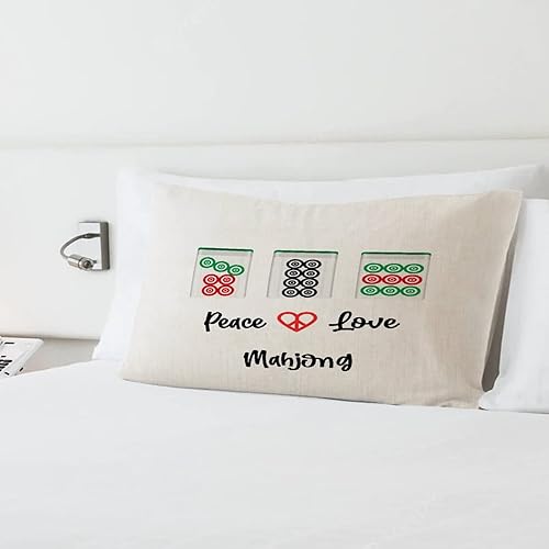 Miniatura 2 de Elegante funda de almohada corporal con cremallera de 12 x 20 pulgadas, decoración de mahjong de amor de paz y amor, funda de almohada de cuerpo