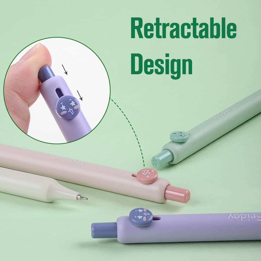 6Pcs Cute Rotatable Gel Pens - 0.5mm Fine Point Heart Theme Pens For School & Office