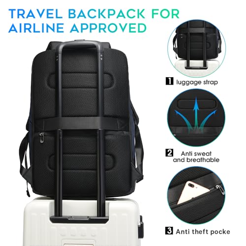 Image of BANGE Business Commute Backpack Waterproof fit 15.6 Inch adopt in Commute,Travel Durable Backpack (Blue)