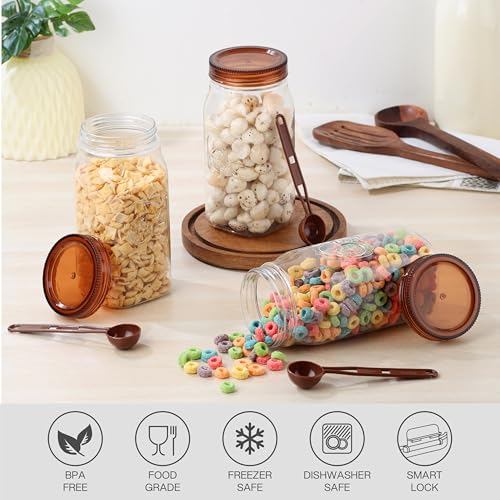 Image of CELLO Retro Kitchen Storage Jars Set of 3, (3 x 1000 ml) | Premium Food Grade Quality, BPA Free, Air Tight See-Through Container | Multipurpose Plastic Storage Container For Home Kitchen Gift