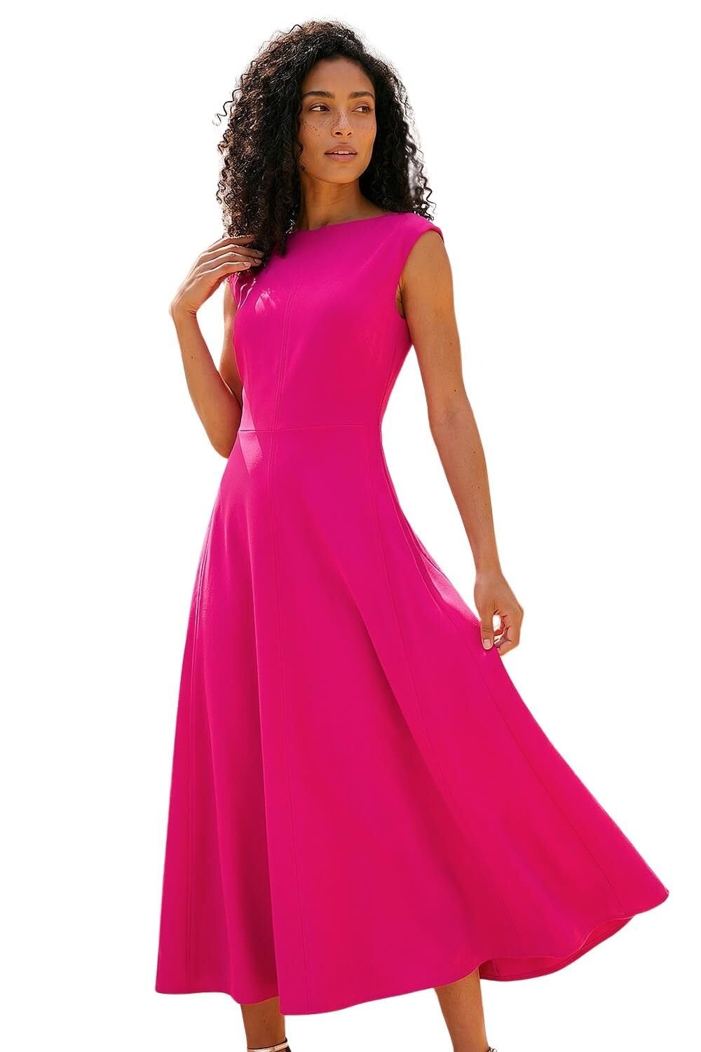 Roman Women's Fit & Flare Midi Dress in Cerise | Size: 18