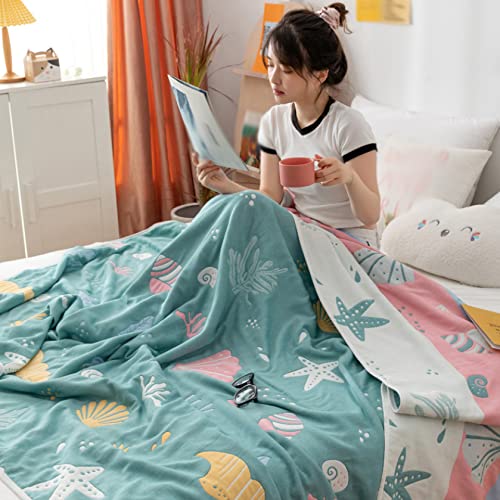 ガーゼケット 海の世界 保育園 ベビー タオルケット 色 120*150cm 6重 お昼寝 ガーゼ バスタオル おくるみ 棉100% ひんやり ベビー 赤ちゃん 出産祝い キッズ 女の子 男の子 お昼寝ケット リバーシブル ふわふわ サマーキルト