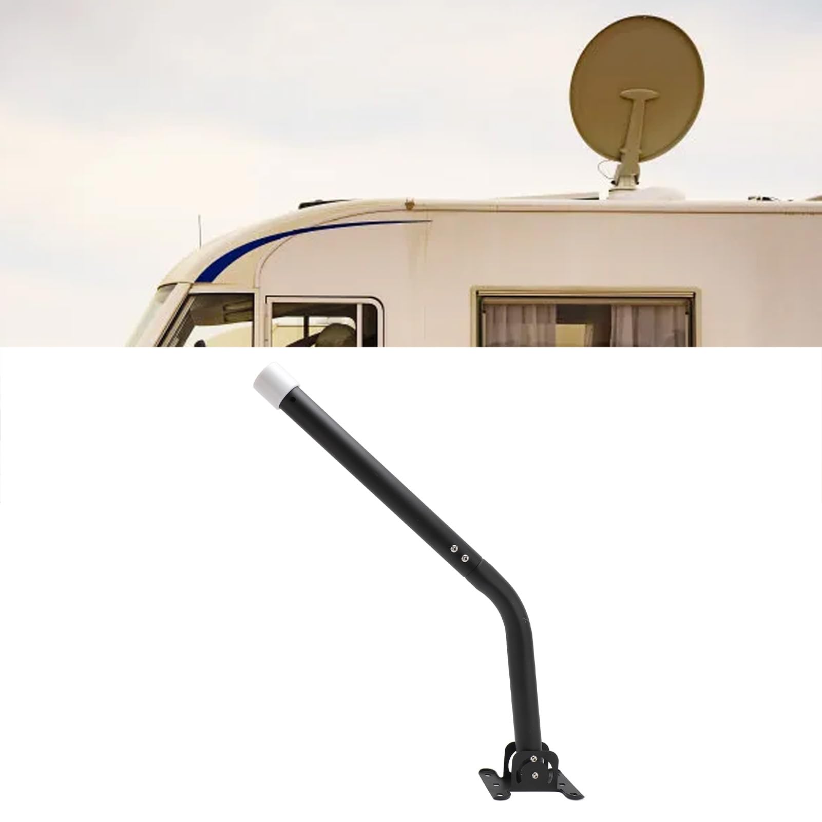 Monture Support D'antenne Réglable, Kit de sur Poteau en J D'antenne Satellite pour Installation sur Poteau ou au Mur ou sur le Toit, Compatible avec V2