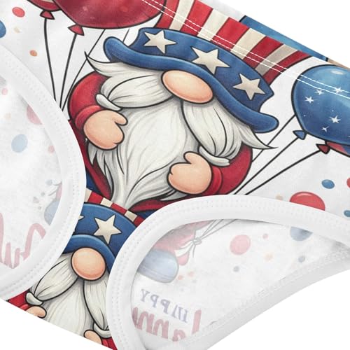 Personalized Toddler Underwear Custom 2t Cotton Cute Panties Girl USA 4th July Cute Gnome White Underpants Briefs4