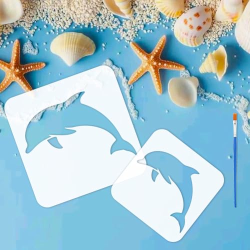 Pochoir dauphin FINGERINSPIRE en PET réutilisable pour dessin et peinture créative - 4