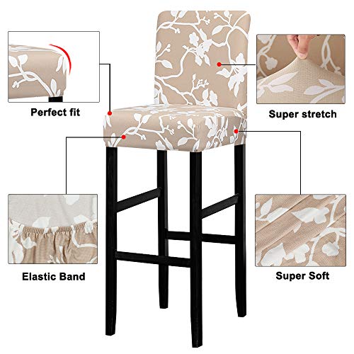 Image of Jacquard Bar Chair Stool Cover,4PCS Stretch Chair Slipcover Pattern for Short Swivel Dining Chair Counter Height Side Chairs Bar Stool Covers with Backs Barstool Covers Slipcovers Pub Chair Slipcover