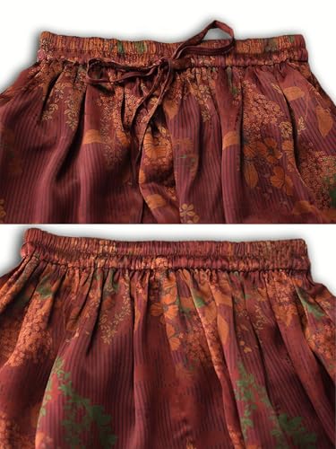 HangErFeng Women Silk Fragrant Cloud Yarn Print Skirt 1333