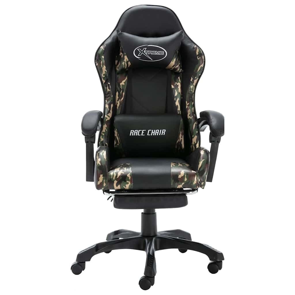 Sedia per videogiochi Poggiapiedi Nero/Camouflage Similpelle Sedia da ufficio Sedia ergonomica per camera da letto, casa