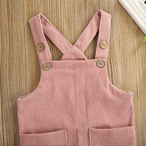 Unisex Clothes Toddler Baby Girl Boy Solid Romper Overalls One Piece Bodysuit Suspender Jumpsuit Bib Pants Velvet Outfit B-Pink