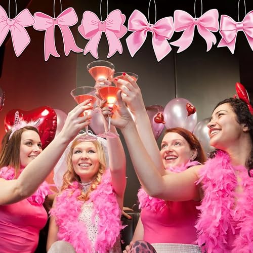 Image of Vuzvuv 48Pcs Pink Bow Paper Cutouts with 100Pcs Glue Points,Pink Bow Cut Outs Bulletin Board Decorations for Birthday Party Theme Decor Supplies