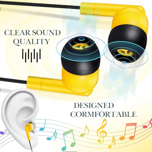 Image of Kanayu 100 Pack Wired Earbuds Bulk for Classroom, 3.5MM No Mic,Yellow