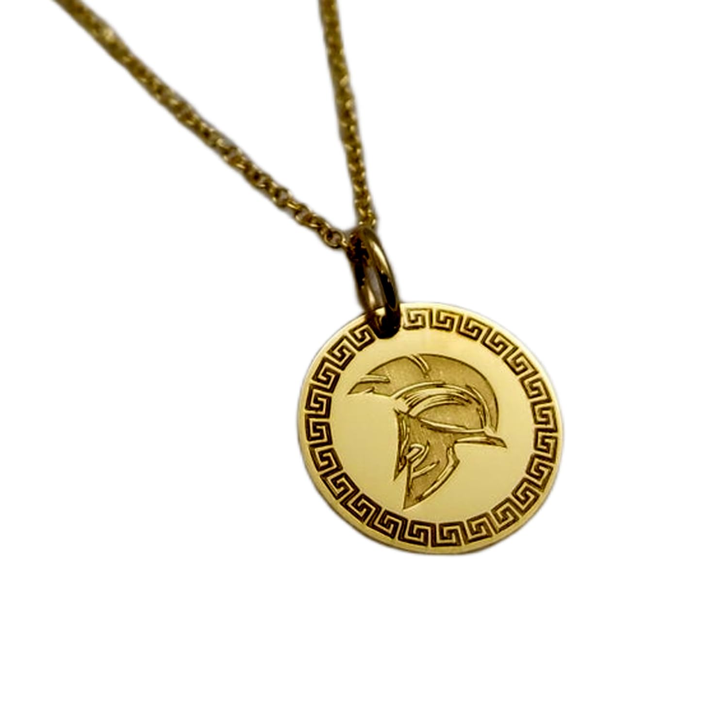 Collar de plata de ley 925 de 25 mm, cadena de 18 pulgadas, colgante de leónidas espartanas, dije de guerrero espartano griego, joyería griega, joyería griega, joyería chapada en oro, WWRPG_00969