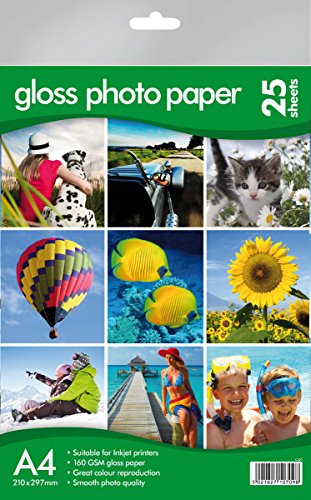 shop inc Paquet de 25 A4 Papier photo glacé 160gsm