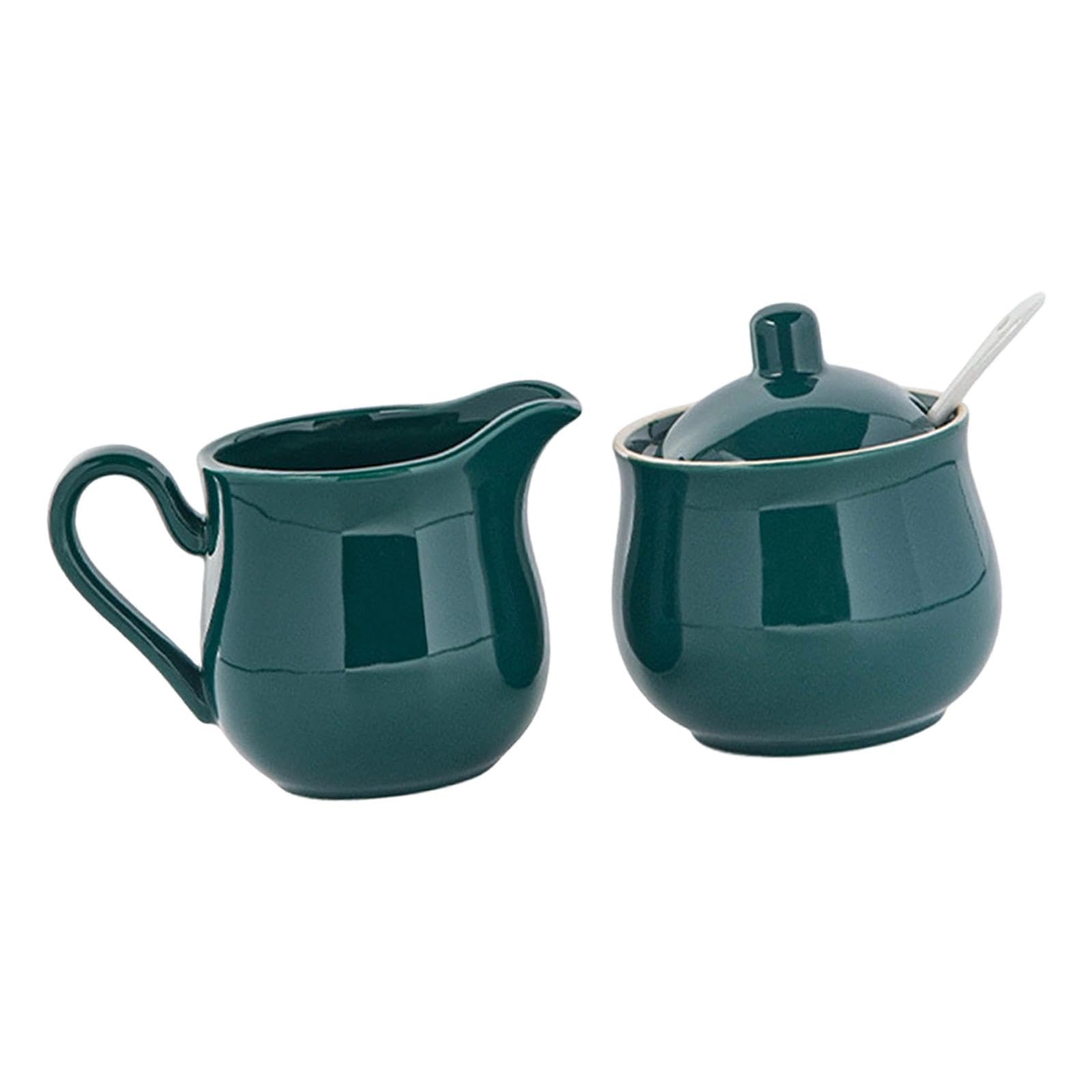 Milchkännchen und Zucker Set mit Geschenkverpackung, edler Milchkännchen aus Edelstahl für Kaffee und Tee - Grün