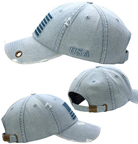 Image of Antourage American Flag Unisex Baseball Hat for Men and Women | USA Flag Mesh Snapback Flat Visor Cap + 2 Patriotic Patches