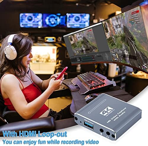 avedio links 4K Capture Card for Live Streaming, 1080P 60FPS Game Capture Card with USB & Microphone HDMI Loop-Out, Capture Card for Recording Compatible with Nintendo Switch, PS4, PS5, PC, Xbox One