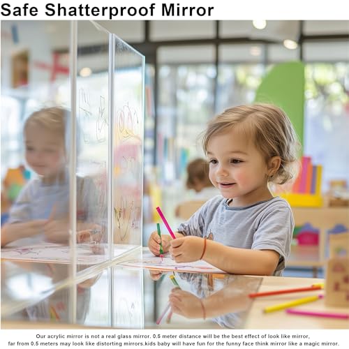 Image of Silver Mirror Acrylic Sheets - 6 Pack, 12x16Inches, 1 /8 Inch Thick, Reflective Mirror Acrylic Ideal for Laser Cutting, DIY Crafts, and Home Decorations (30x40cm)