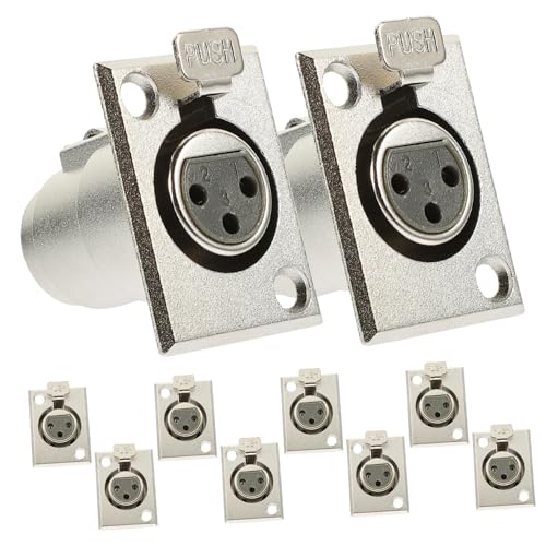 10個 XLR 3 ピン マイク 3ピンパネル ケーブル アンプ 配線 pin スピーカーフォン シャーシ パネル 女性 亜鉛合金 Silver