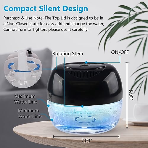 Image of Purifier Air Washer, Air Fresher Aroma Diffuser Odor for Smokers, Dust, Mold, Home and Pets, Air Cleaner with Night Light, Super Quiet and Safety (Black)