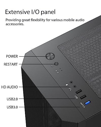 Vetroo M03 Compact Computer Case Micro Atx Mini Itx Black Gaming Pc Case Rear 120Mm Addressable Rgb Fan Pre-Installed Door Opening Tempered Glass Side Panel & Front Mesh Panel #TOP7