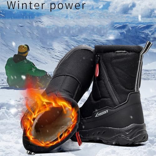 Mens Snow Boots Waterproof,Casual Lightweight Fur Lined Winter Sneakers for Men,Comfortable Anti-Slip Cold-Weather Warm Winter Work Boots3
