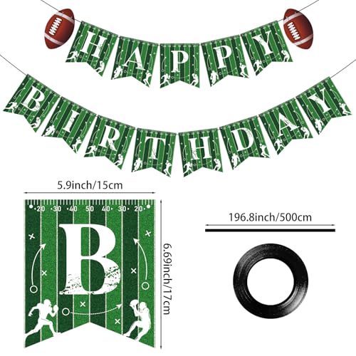 Image of Hooqict Football Happy Birthday Banner Birthday Party Decorations Football Party Banner Garland for Sport Theme Game Day Decorations Tailgate Party Supplies